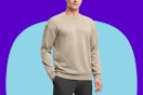 G Gradual Mens Sweatshirt Geometric Textured Crewneck Sweater.