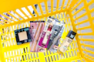 maybelline cosmetics in yellow shopping basket