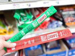 hand holding chomps beef sticks