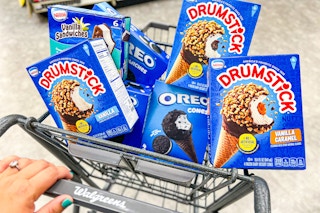 walgreens shopping cart with oreo and drumsticks ice cream