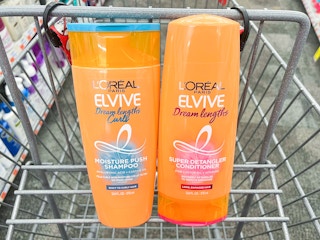 two of l'oreal elvive dream lengths bottles in shopping cart