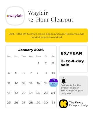 Wayfair 72-hour Clearout 2026 date
