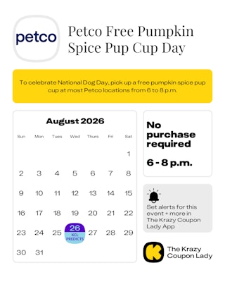 Petco Free Pumpkin Spice Pup Cup Day prediction for August 26, 2026