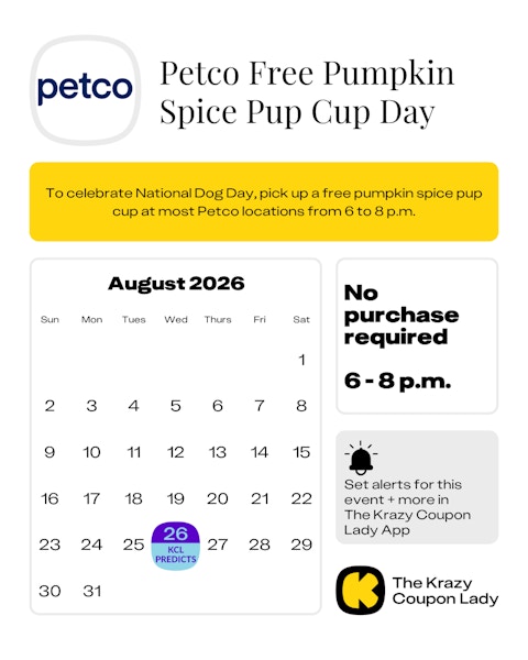 Petco Free Pumpkin Spice Pup Cup Day prediction for August 26, 2026