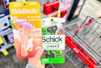hand holding disposable razors in cvs