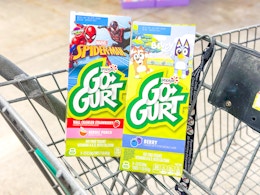 yoplait gogurt boxes in shopping cart