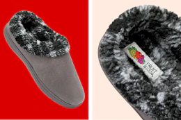 2 stock photos of Fruit of the Loom men's clog slippers (sherpa lined)