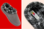2 stock photos of Fruit of the Loom men's clog slippers (sherpa lined)