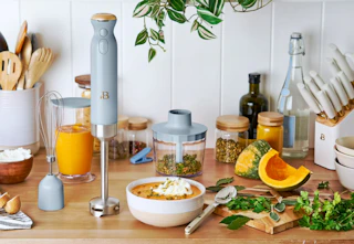 light blue immersion blender