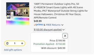 outdoor lights Amazon receipt