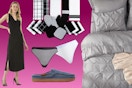 Women's dress, kitchen linen set, women's panties, men's slipper & bedding