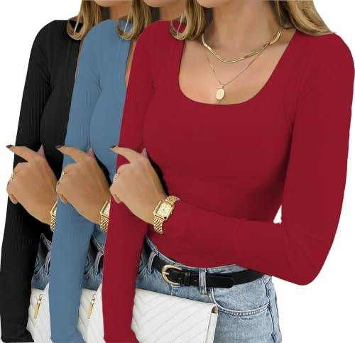 Women's Long Sleeve Ribbed 3-Pack
