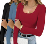 Women's Long Sleeve Ribbed 3-Pack