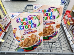 cinnamon toast crunch cereal in walgreens cart