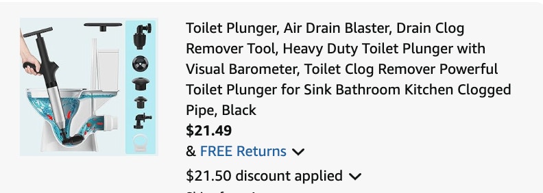 plunger Amazon receipt