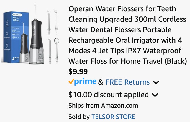 a water flosser cart ending in $9.99