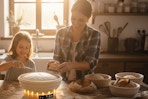 a family making sourdough bread
