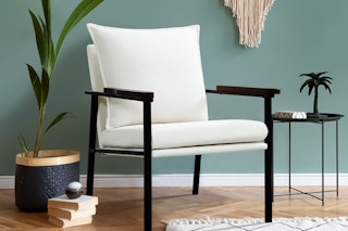 Lifestyle image of a white Fairyland Modern Accent Chair in home setting