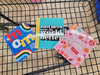 mother's day gift books in a cart