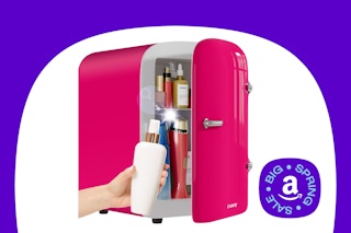 mini fridge on template background