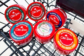 old spice hair pomades in a cart