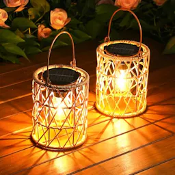 Solar Rattan Lanterns 2-Pack