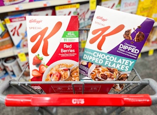 Two boxes of Special K cereal inside shopping cart