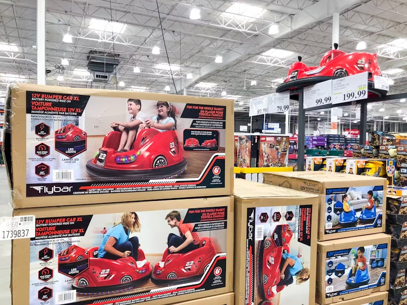 Costco ride-on toy deals for 12V bumper car.