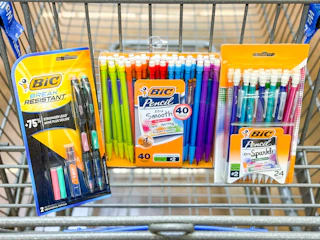 BIC mechanical pencils in a Walmart cart