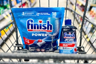 finish dishwasher pods and rinse aid in a cart