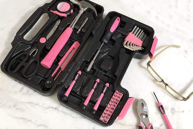 39-Piece Pink Tool Set, Only $19.89 on Amazon card image