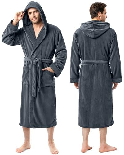 Men's Hooded Fleece Bathrobe