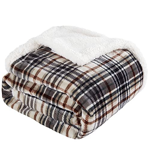Sherpa Plaid Throw Blanket