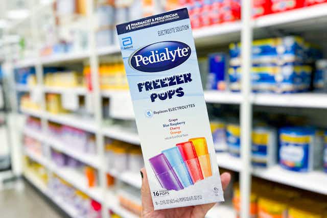 Pedialyte 16-Count Electrolyte Freezer Pops, as Low as $3 on Amazon card image