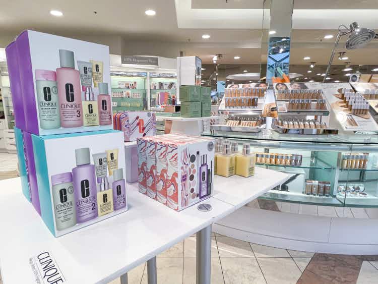 Clinique displays in Macy's 