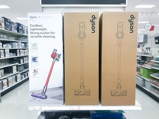 dyson vacuum sitting on a target shelf