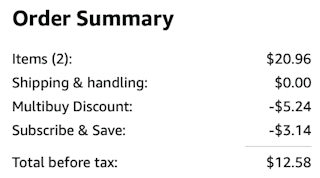 Crystal light Amazon receipt