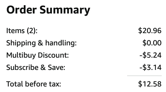Crystal light Amazon receipt