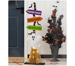 LED Lighted Ghosts Broom Porch Sign
