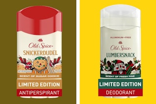 collage with two old spice holiday deodorants