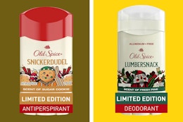 collage with two old spice holiday deodorants