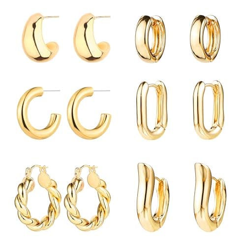 Gold Hoop Earrings Set