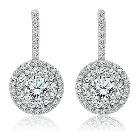 Lab Grown Diamond Halo Drop Earrings