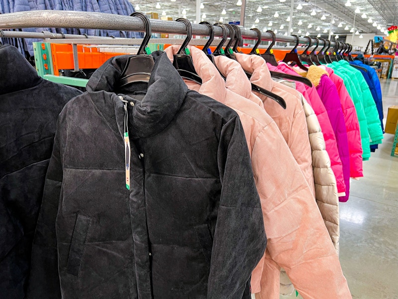 levis ladies corded puffer jackets on display