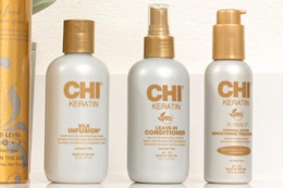 Chi products lined up on counter