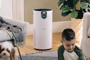 The Shark HEPA air purifier running in a living room.