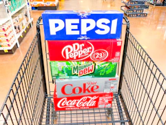 pepsi coca cola 12 packs in shopping cart