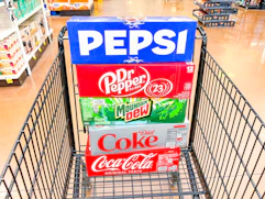 pepsi coca cola 12 packs in shopping cart