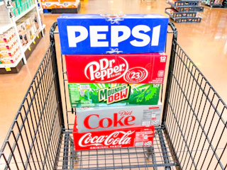 pepsi coca cola 12 packs in shopping cart