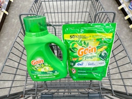 gain detergent and flings in cart